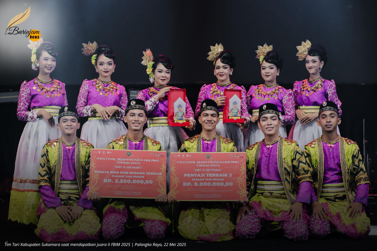 “Japen Merampak Tali” Antar Sukamara Raih Juara II Lomba Tari Pesisir di Festival Budaya Isen Mulang 2025
